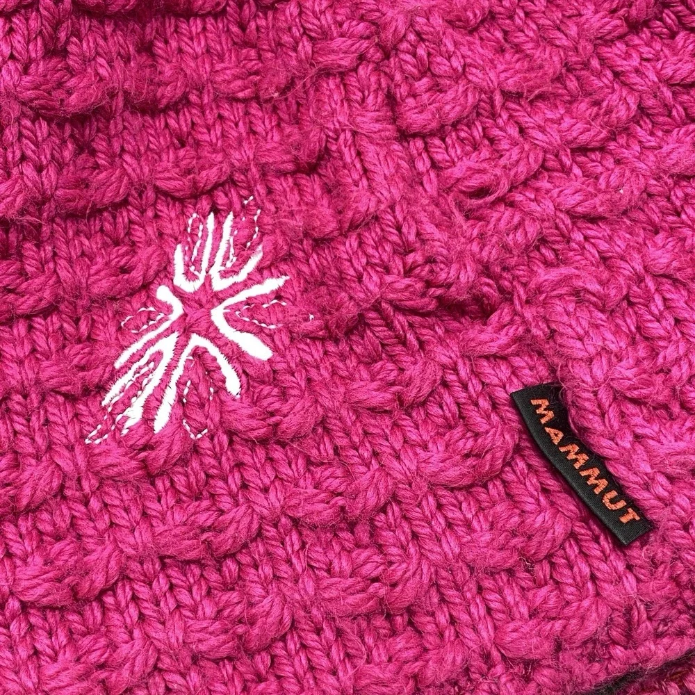 Mammut Pink‎ Knit Pommel Beanie Ski Hat Top Pom Fleece Lining One Size Germany